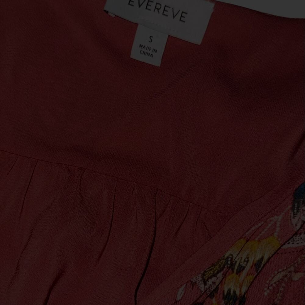 EVEREVE Brielle Floral Midi Dress Small Coral Sleeveless Smocked Pockets - Picture 3 of 3
